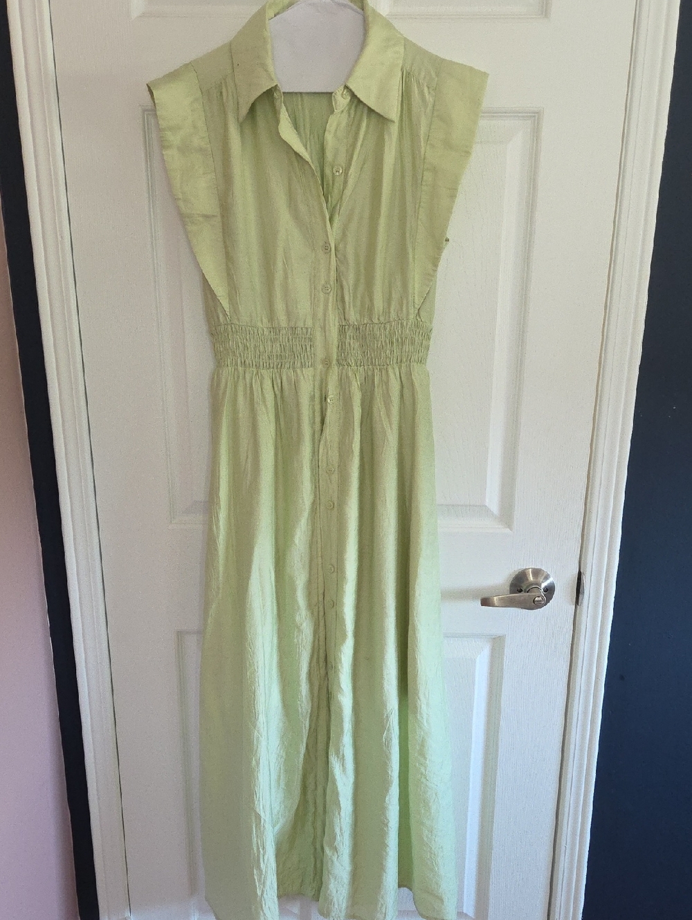 Light Green Button-Front Maxi Dress